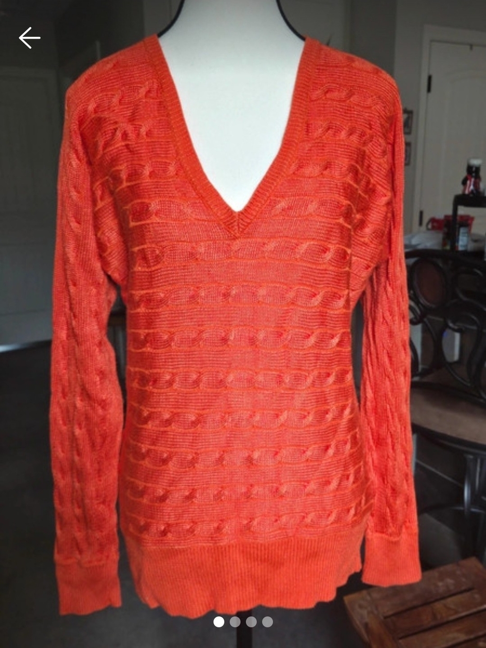 Ralph Lauren V-Neck Cable Knit Sweater - Orange